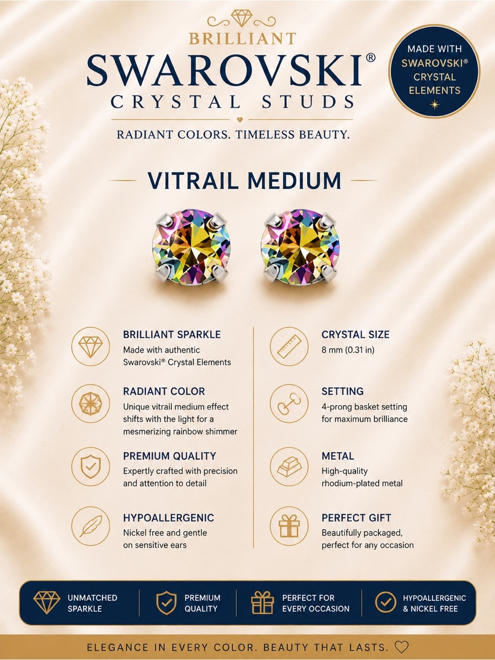 Vitrail Medium Rainbow Crystal Stud Earrings
